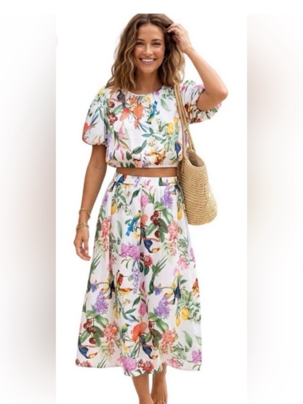 🌺Calypso st Barth floral skirt with birds and flowers, size M new with tags🌺